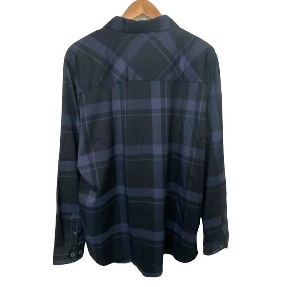 Greasy Hands Society Mens Navy Blue & Black Button Up Flannel Shirt 2XLT Tall - Picture 5 of 9